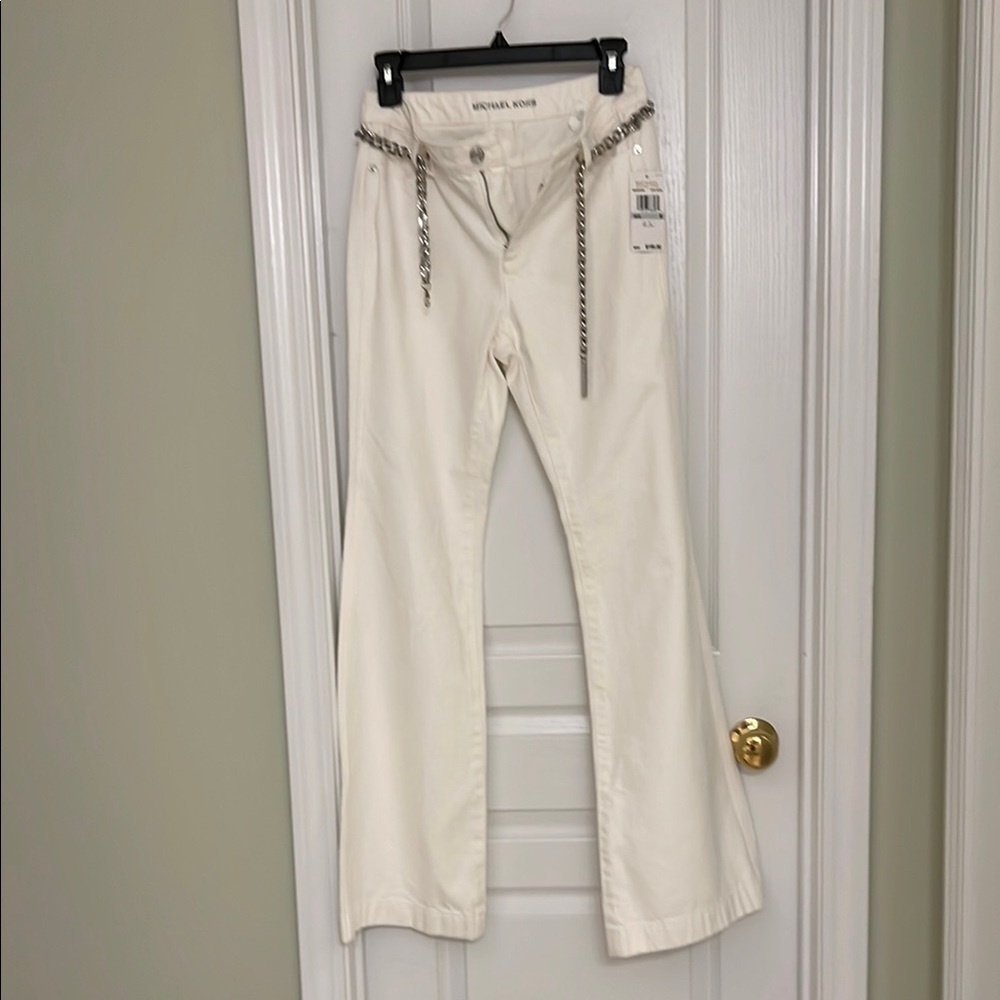 MICHAEL Michael Kors White Flare Wide Leg Jeans